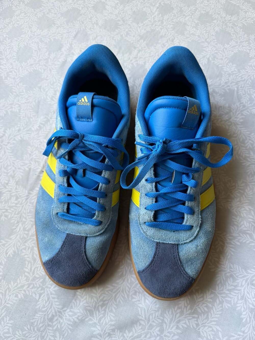 Adidas VL Court 3.0 Blue Yellow Suede Gum Sole Sneakers